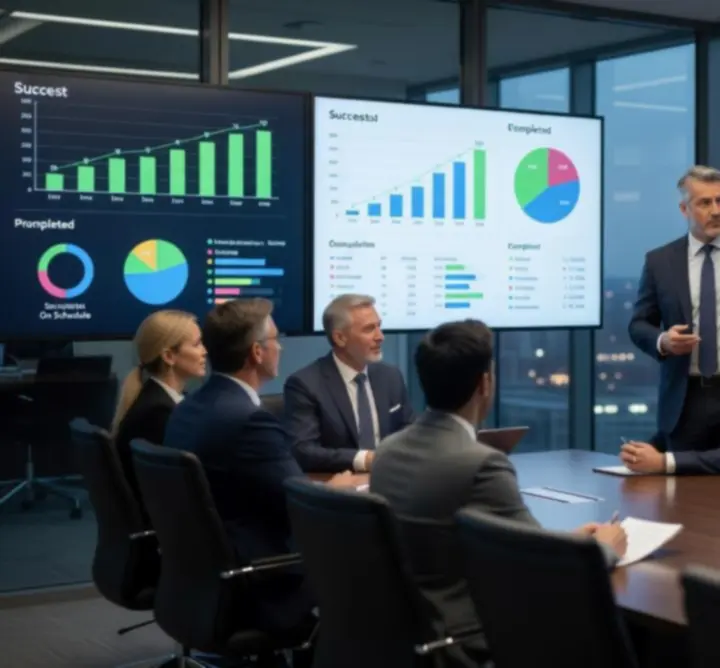 Visual representation of successful software project outcomes and analytics