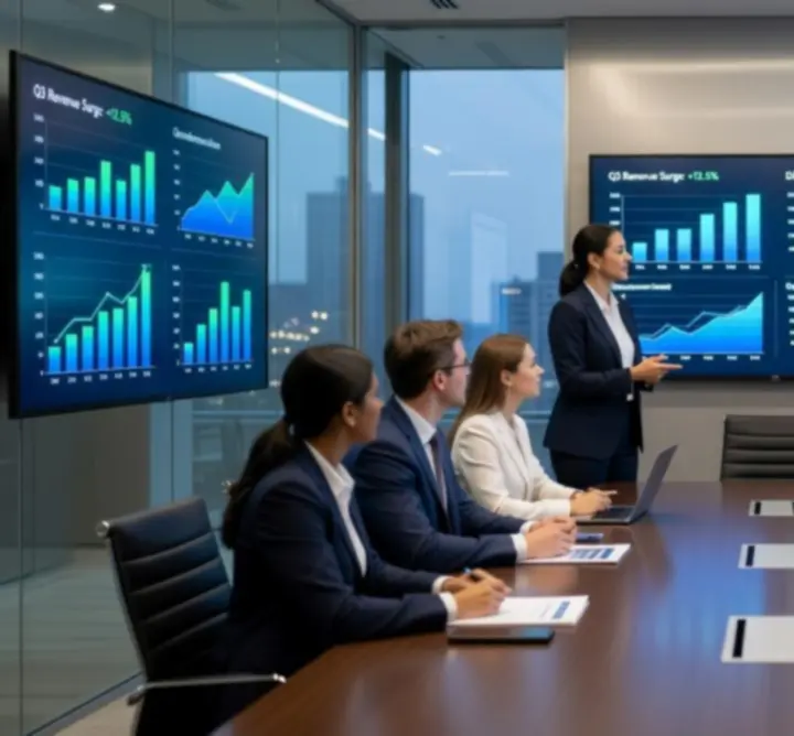Digital consulting team discussing transformation roadmap with a client