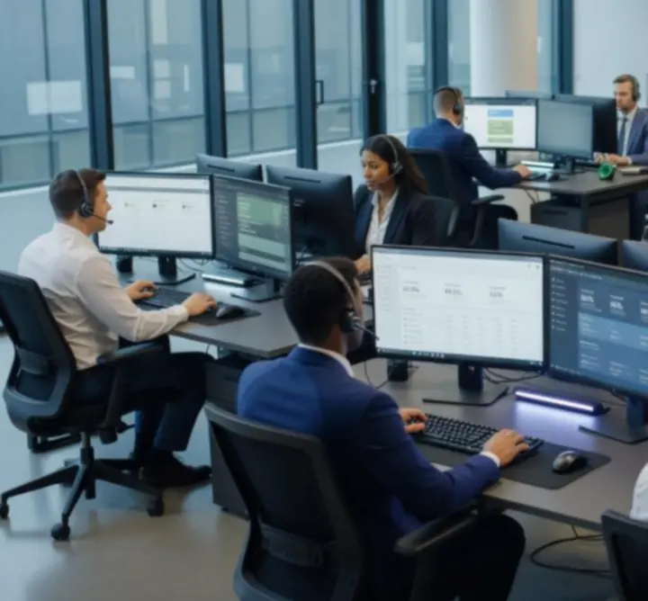 Technical support center with specialists monitoring systems