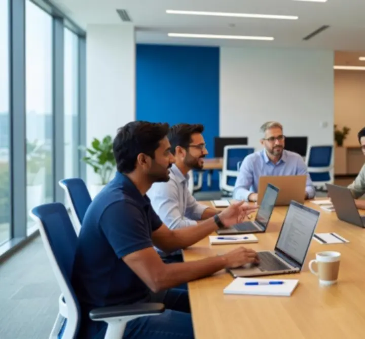 PIPSA SOFTWARE LTD team collaborating in a modern meeting space